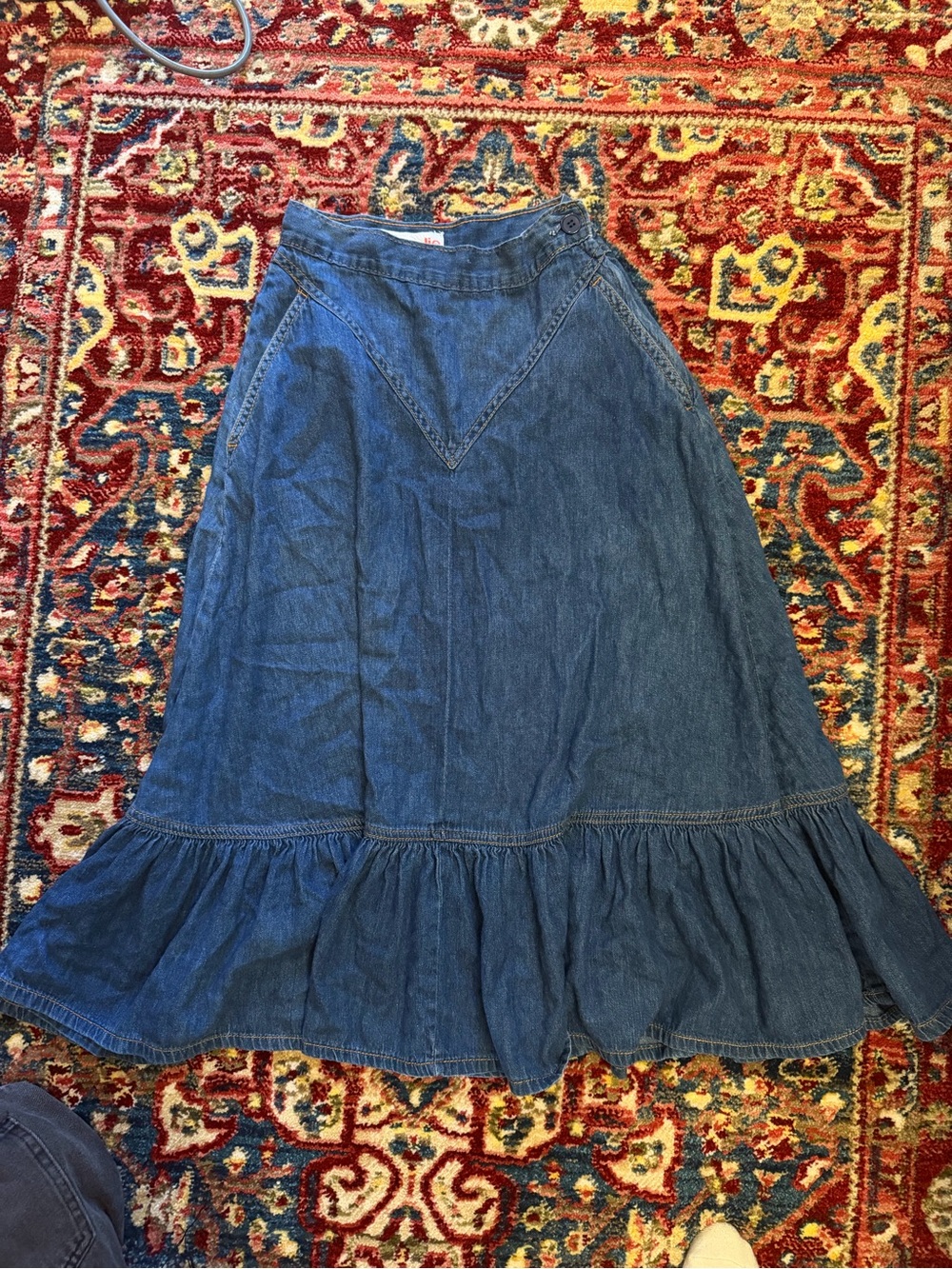 Kids VintageTres Jolie denim maxi skirt